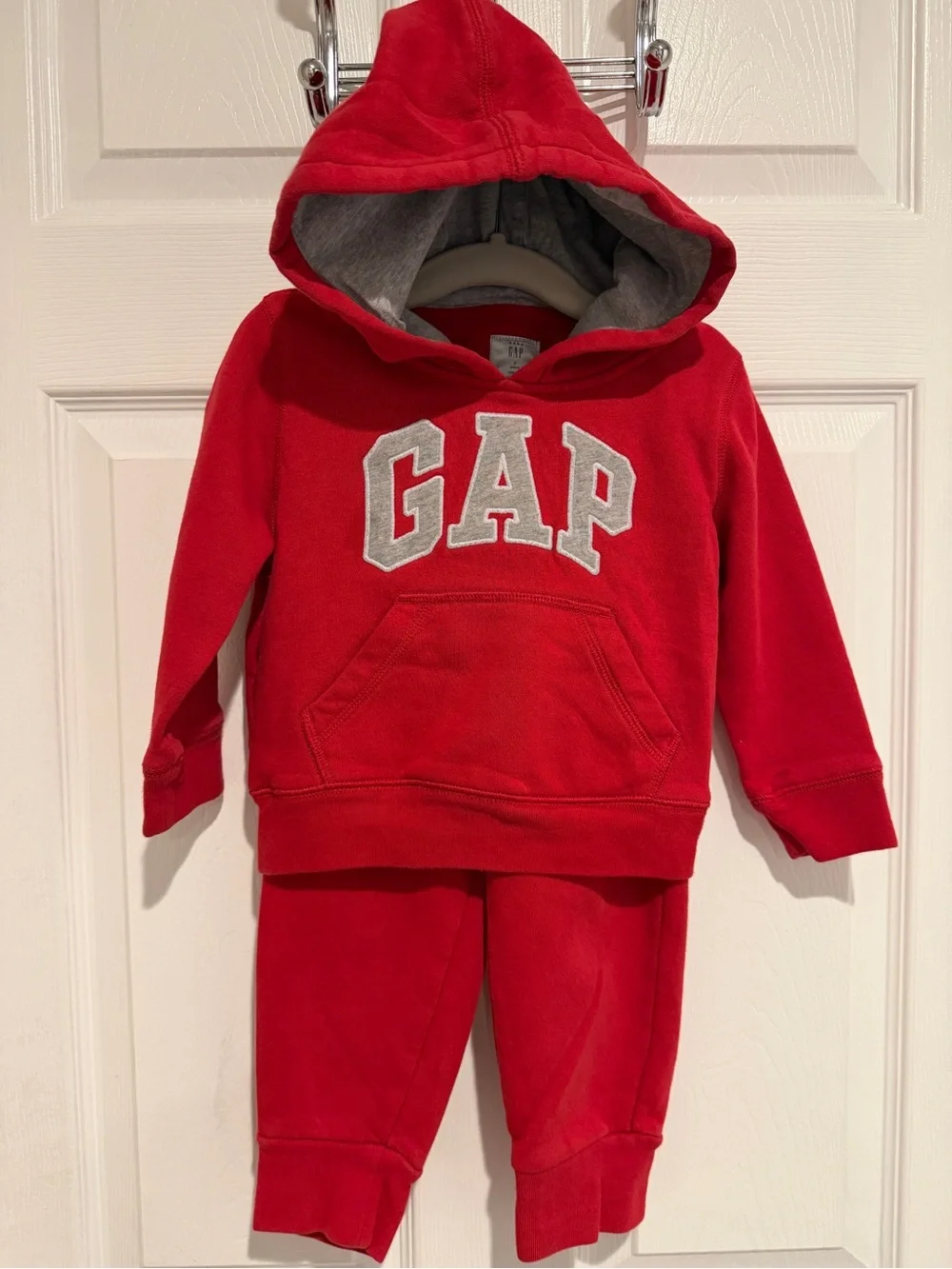 Baby Gap Toddler Red Fleece Hoodie Jogger Sweatpants Set 2 Years 2 Piece Outfit